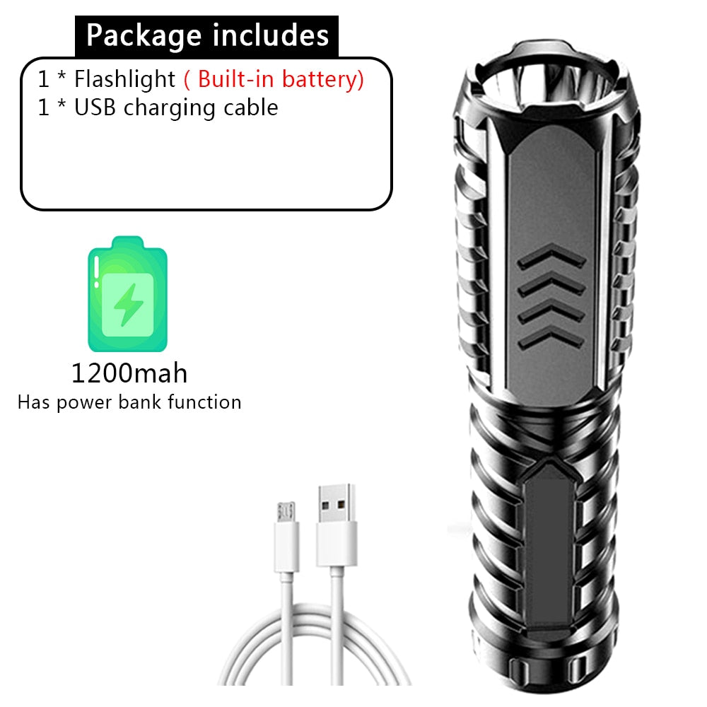 Rechargeable LED Flashlight: Waterproof, Perfect for Camping